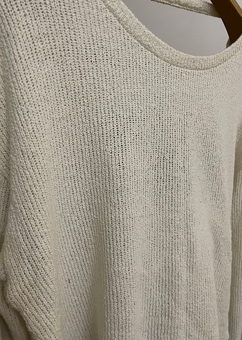 Bohem Tarzı Beyaz Kadın Triko Kazak - Görsel 2