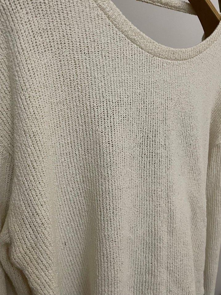 Bohem Tarzı Beyaz Kadın Triko Kazak - Görsel 2