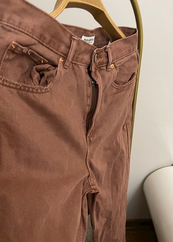 Düğmeli Kadın Süet Kahverengi Midi Pantolon - Görsel 3