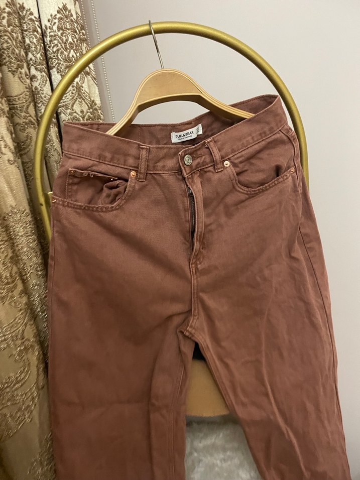 Düğmeli Kadın Süet Kahverengi Midi Pantolon - Görsel 4