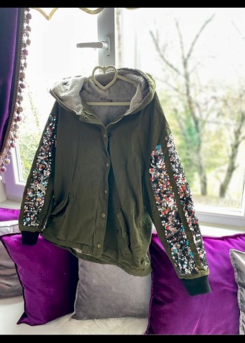 Parlak Payetli  Midi Kadın mont - Görsel 5