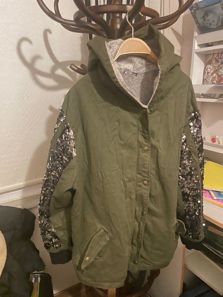 Parlak Payetli  Midi Kadın mont - Görsel 3