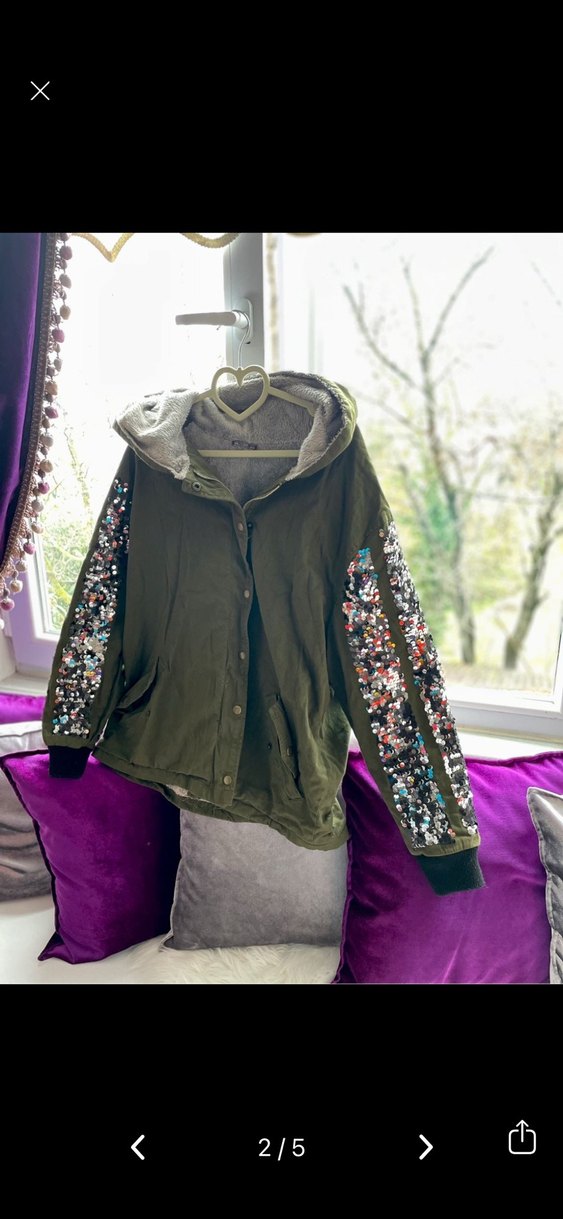 Parlak Payetli  Midi Kadın mont - Görsel 5