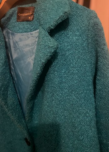 Tek Düğmeli Mavi Kadın Kaban - Görsel 3