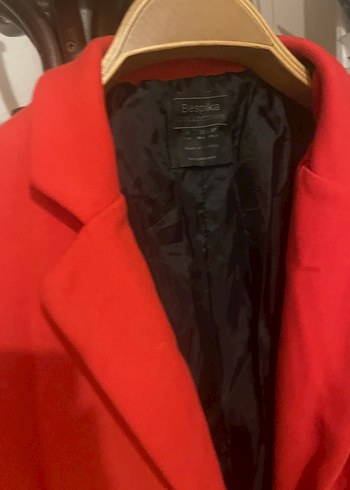 Kemerli Kırmızı Midi Kadın Kaban - Görsel 2