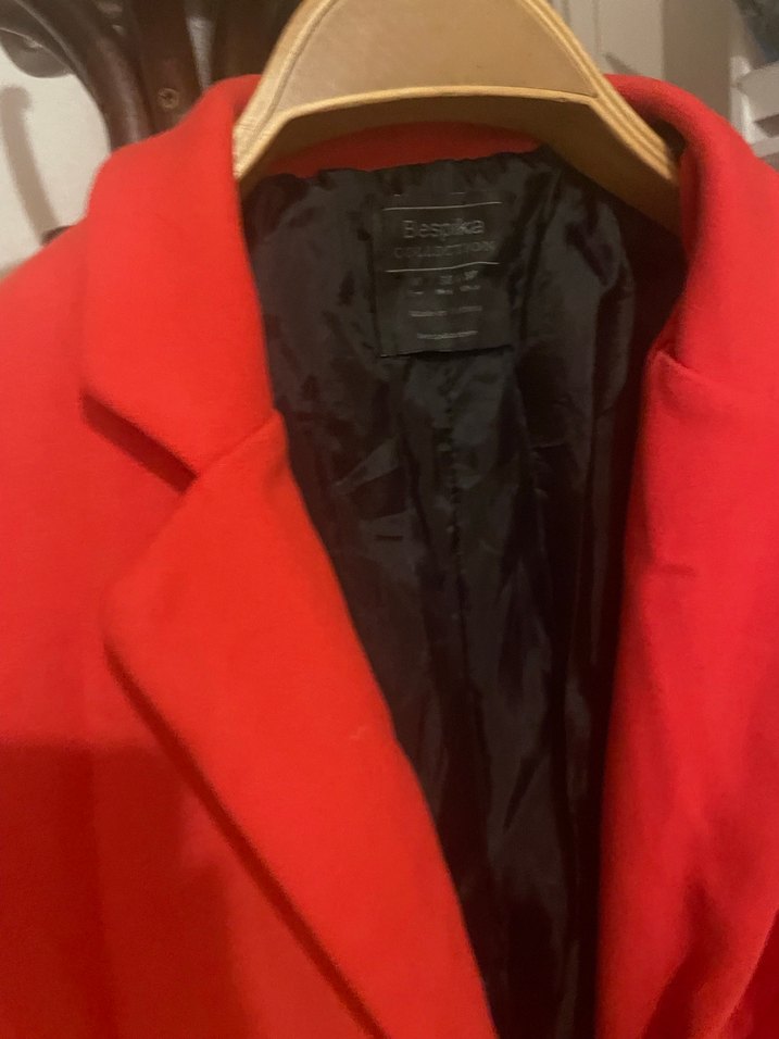 Kemerli Kırmızı Midi Kadın Kaban - Görsel 2