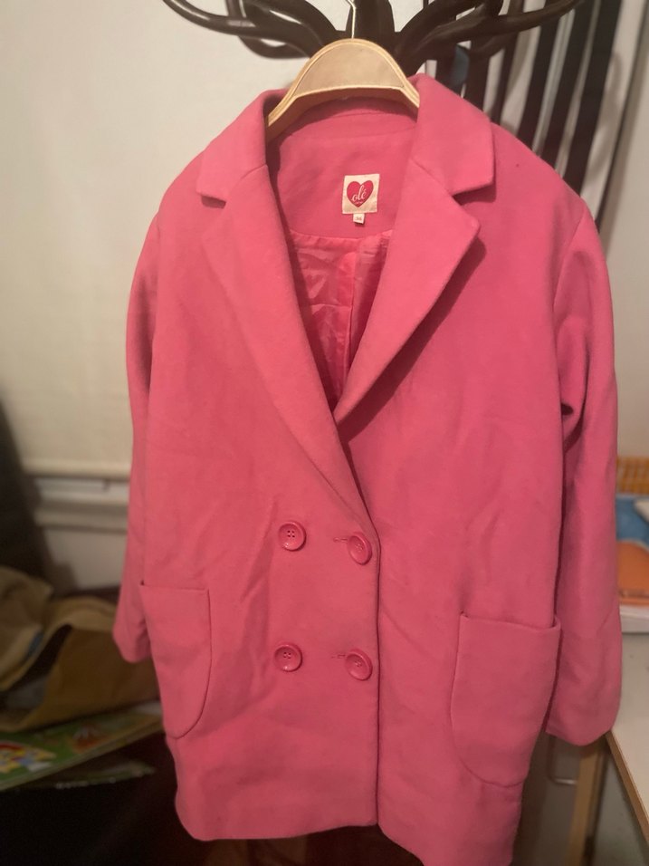 Pembe çift düğmeli kaban - Görsel 5