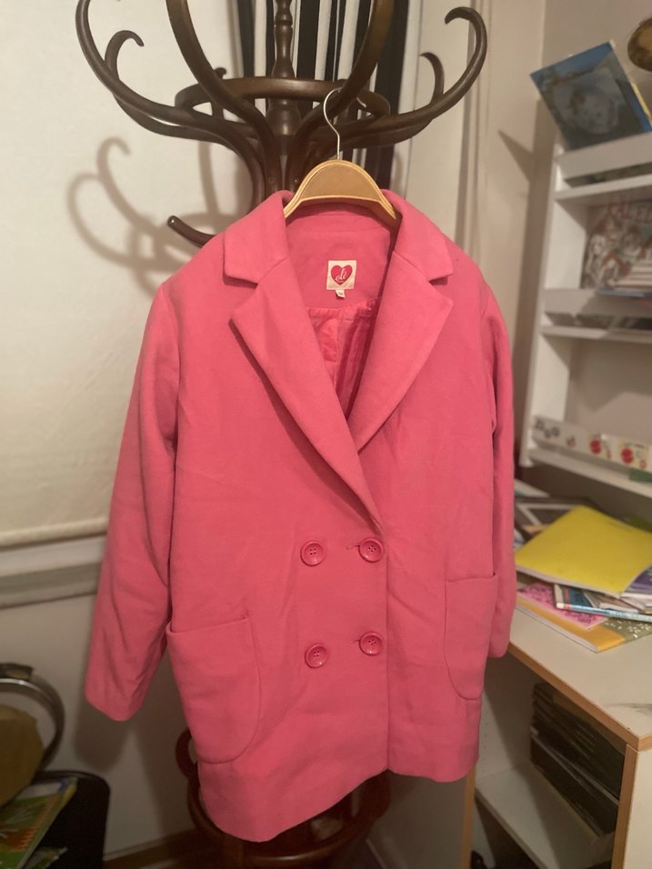 Pembe çift düğmeli kaban - Görsel 4