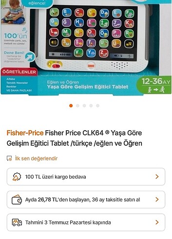  Beden Renk Fisher price akıllı tablet 12_36 ay