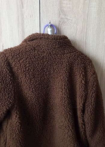 Kahverengi Peluş Kadın Midi Ceket - Görsel 2