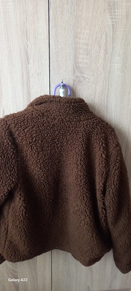 Kahverengi Peluş Kadın Midi Ceket - Görsel 2