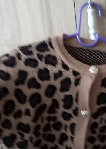 Leopar Desenli Düğmeli Kadın Hırka - Görsel 3