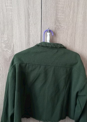 Düğmeli Yeşil Süet Kadın Ceket - Görsel 3