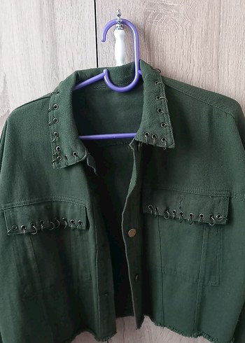 Düğmeli Yeşil Süet Kadın Ceket - Görsel 2