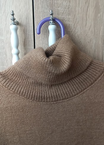 Bej Kadın Boğazlı Örgü Kazak - Görsel 2