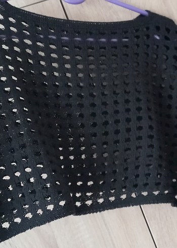 Siyah Örgü, Uzun Kollu, Salaş Kadın Kazak - Görsel 2