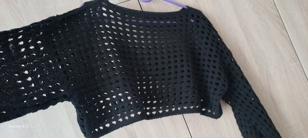 Siyah Örgü, Uzun Kollu, Salaş Kadın Kazak - Görsel 2