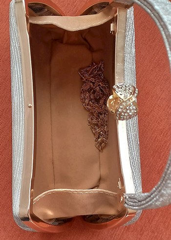 Bej Parlak Yılan Desenli Kadın Portföy Çanta - Görsel 4