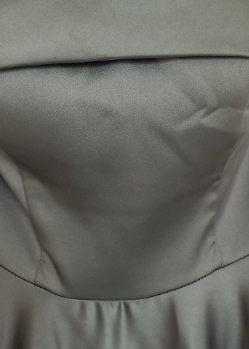 Straplez Uzun Klasik Kadın Elbise - Görsel 5