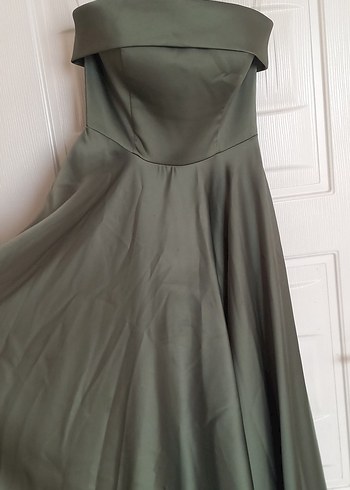 Straplez Uzun Klasik Kadın Elbise - Görsel 3