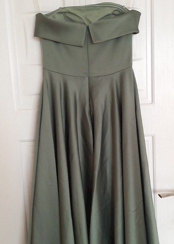 Straplez Uzun Klasik Kadın Elbise - Görsel 2