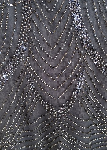 Lacivert İşlemeli Straplez Uzun Abiye Elbise - Görsel 5