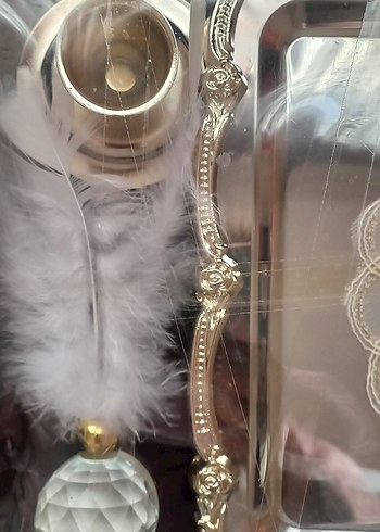 Bej Parlak Dekoratif Tepsi ve Aksesuar Seti - Görsel 2