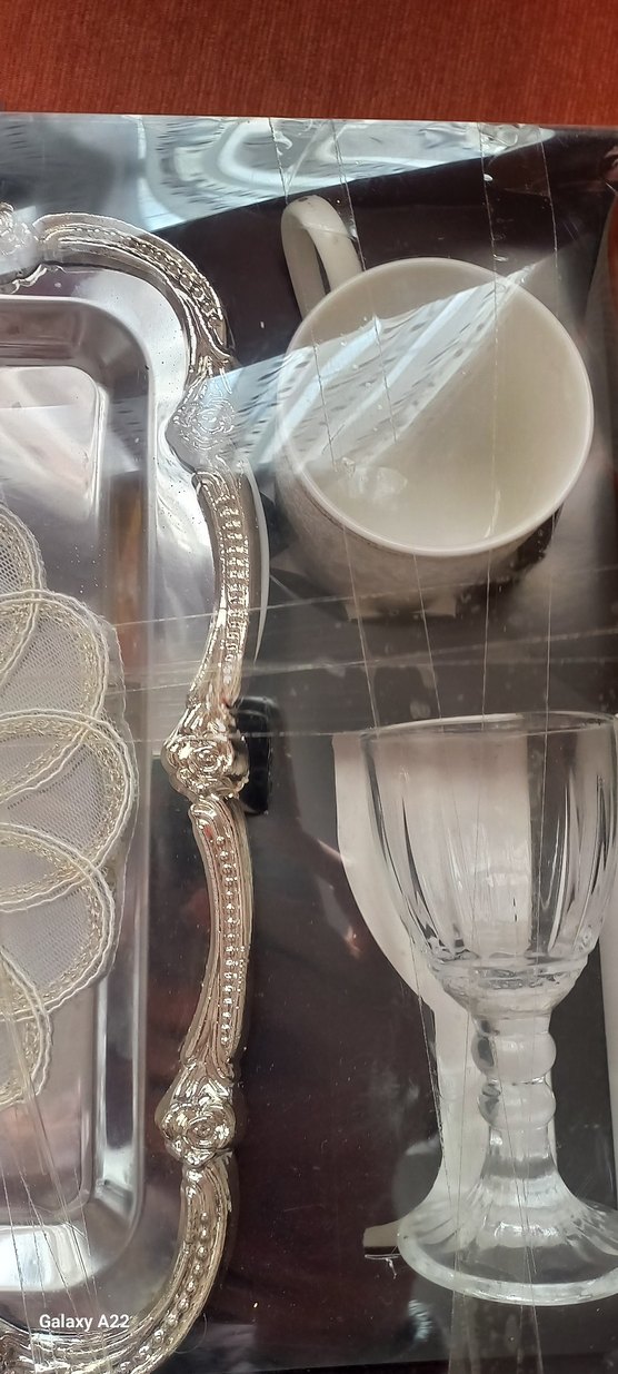 Bej Parlak Dekoratif Tepsi ve Aksesuar Seti - Görsel 3