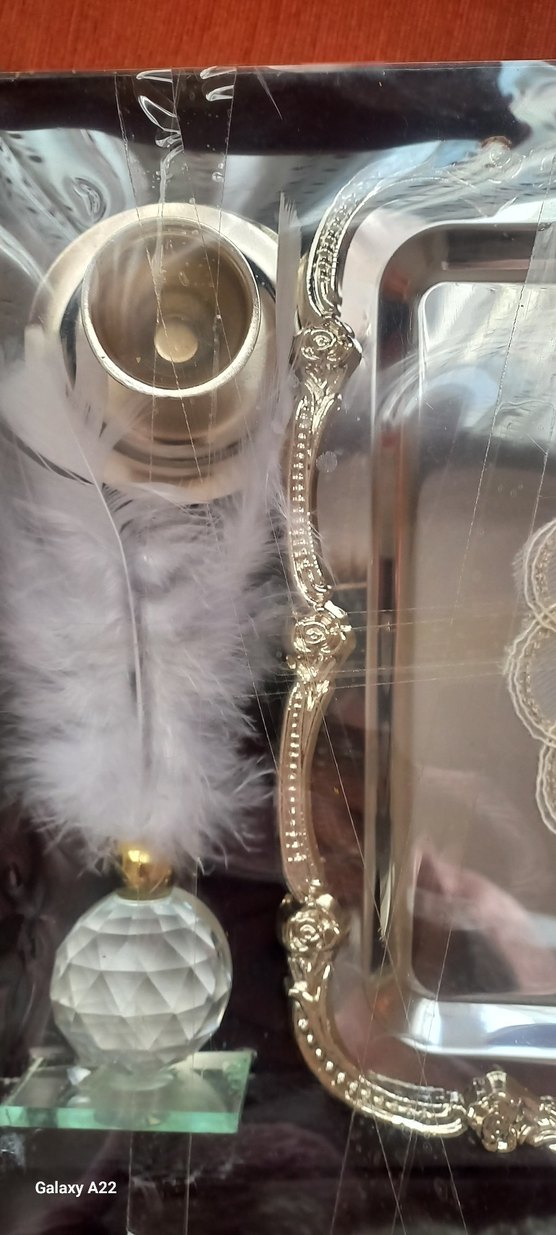 Bej Parlak Dekoratif Tepsi ve Aksesuar Seti - Görsel 2