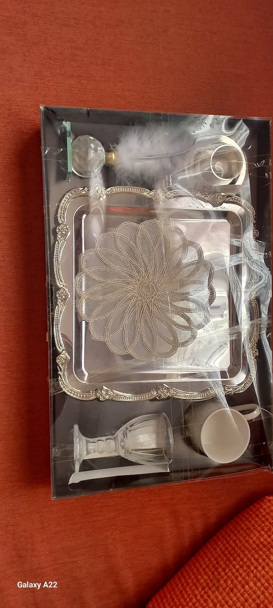 Bej Parlak Dekoratif Tepsi ve Aksesuar Seti - Görsel 4