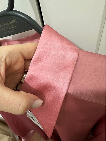 s Beden Zara pembe oversize dökümlü saten gömlek