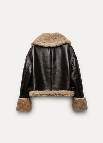 Zara Kürklü Deri Biker Ceket / Mont - Görsel 5