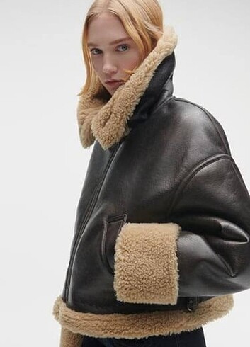 Zara Kürklü Deri Biker Ceket / Mont - Görsel 6