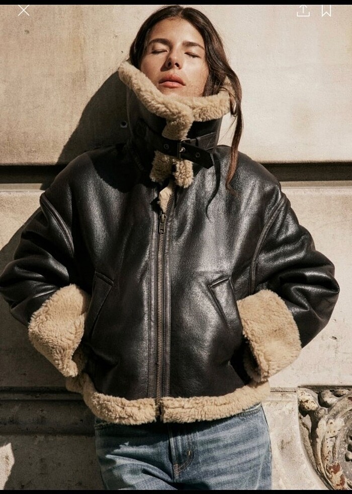 Zara Kürklü Deri Biker Ceket / Mont - Görsel 2