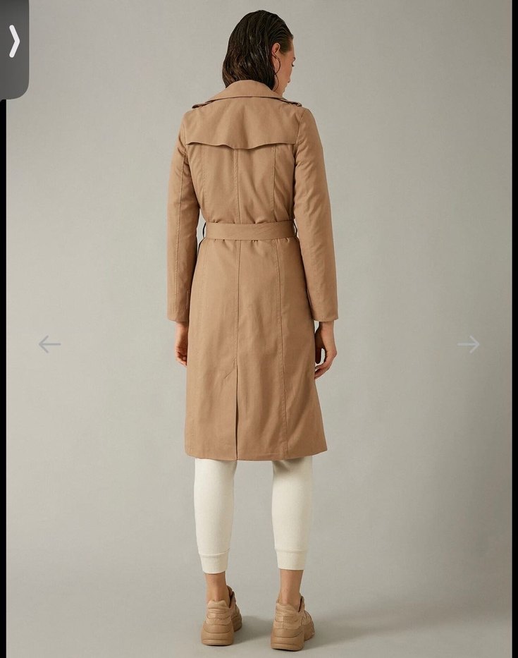 Bej Uzun Kadın Trençkot - Görsel 4