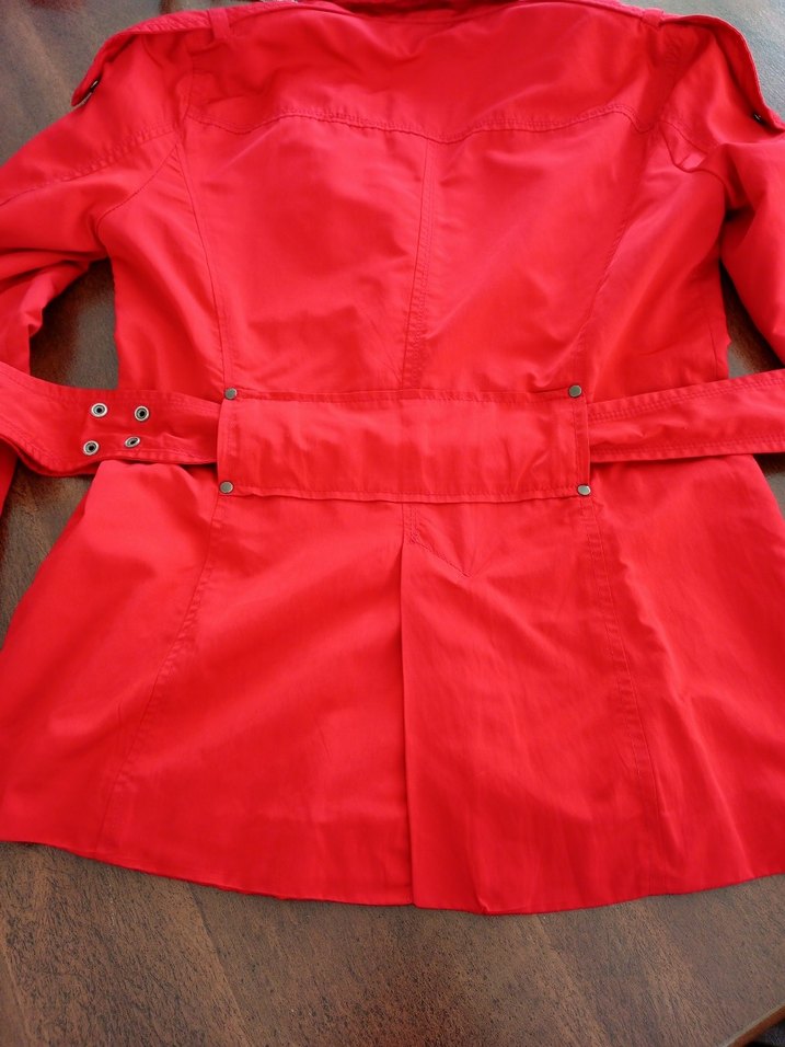 Zara Woman s beden Kemerli Kırmızı Kadın Ceket Trençkot - Görsel 3