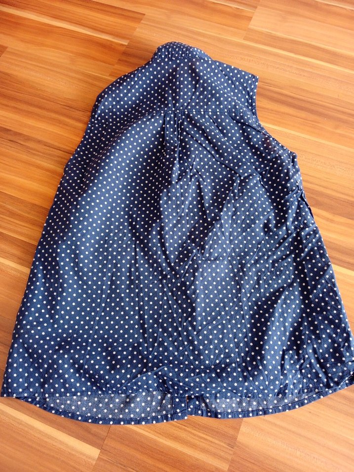 Mavi Puantiyeli Kolsuz Denim Gömlek - Görsel 2