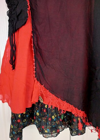 Kırmızı Salaş Bohem Elbise - Görsel 3