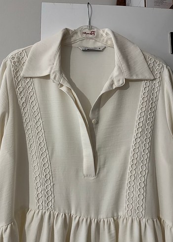 Bohem Nakışlı Beyaz Midi Kadın Tunik - Görsel 3