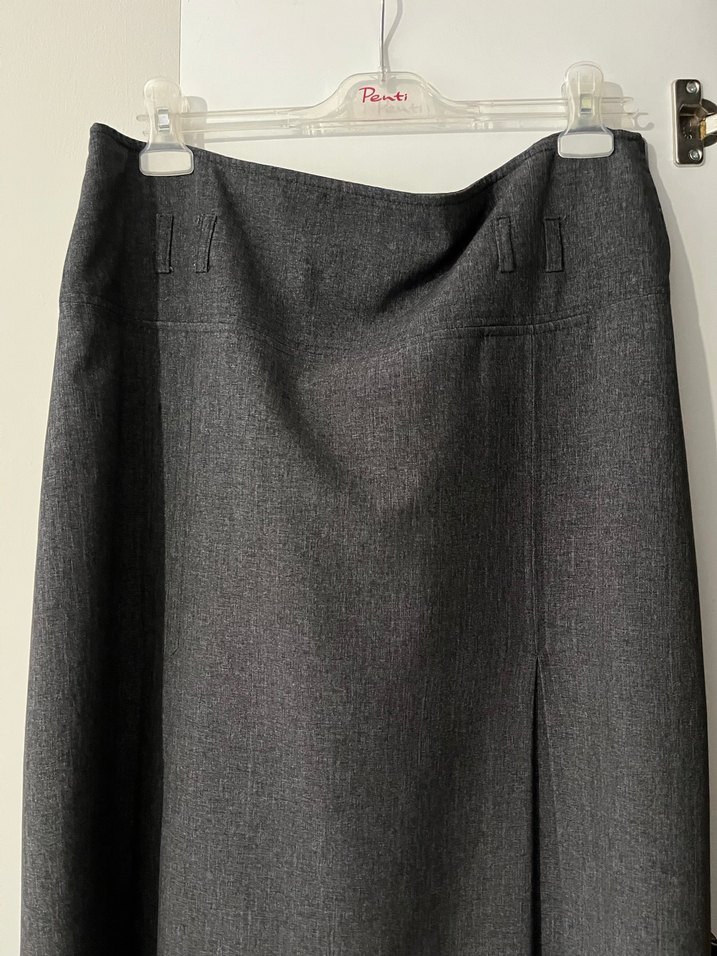 Kadın Gri Uzun Drapeli Etek - Görsel 2