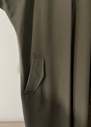 Düğmeli Uzun Haki Kadın Kaban - Görsel 3