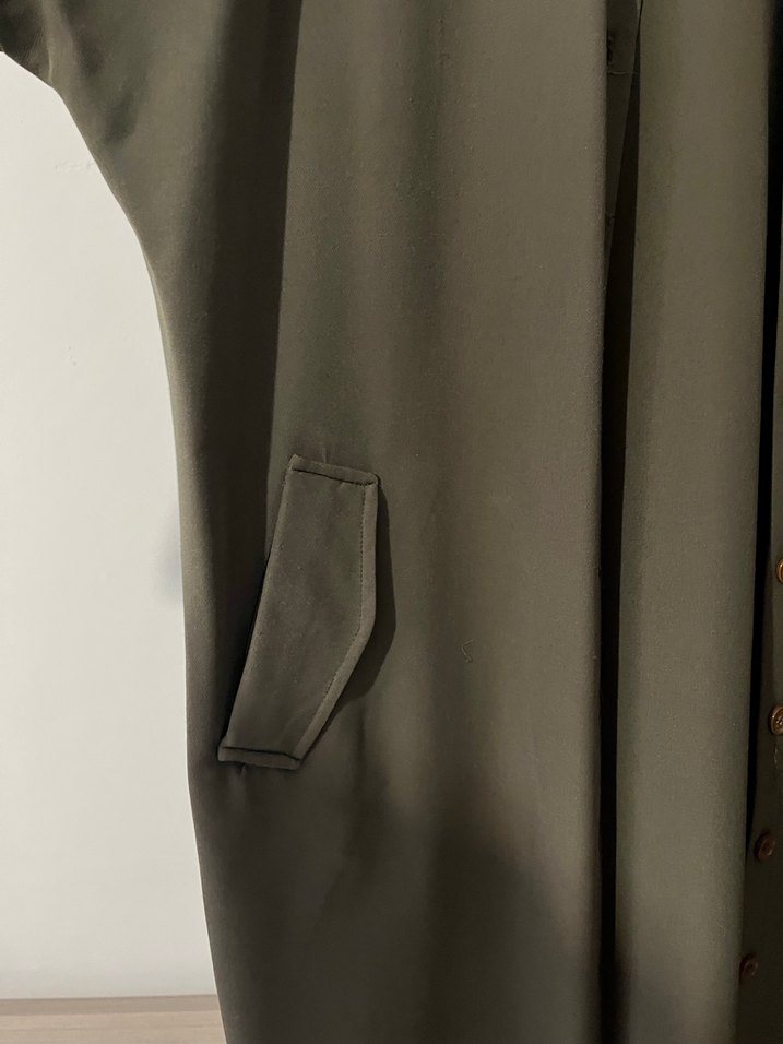 Düğmeli Uzun Haki Kadın Kaban - Görsel 3
