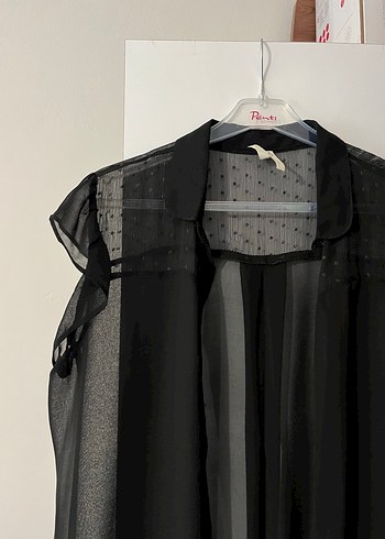 Siyah Transparan Yaka Detaylı Hamile Bluzu - Görsel 2