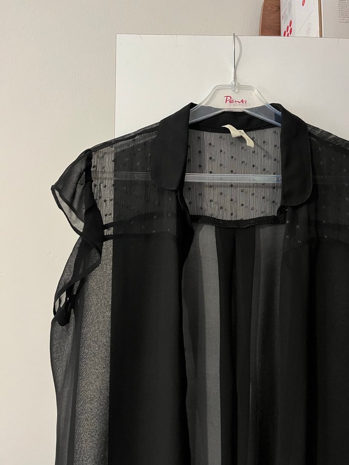 Siyah Transparan Yaka Detaylı Hamile Bluzu - Görsel 2