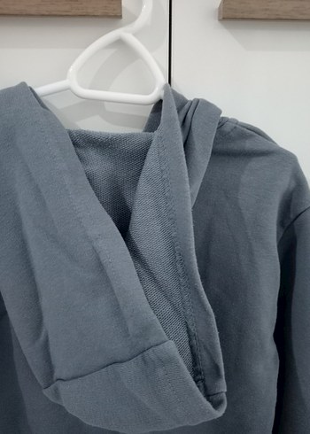 Gri Kapüşonlu Fermuarlı Erkek hırka - Görsel 5