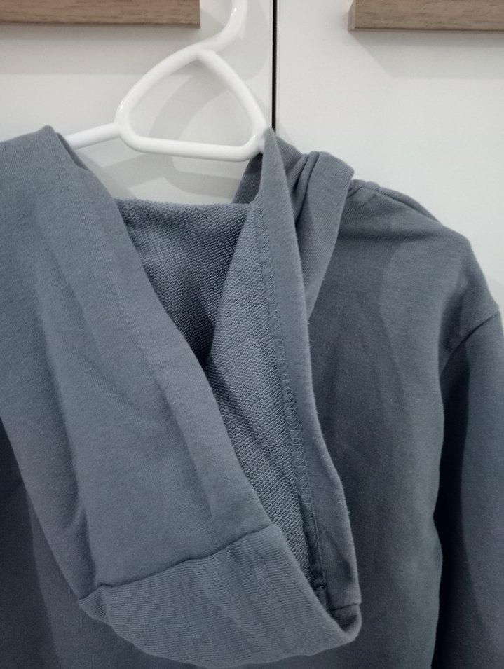 Gri Kapüşonlu Fermuarlı Erkek hırka - Görsel 5