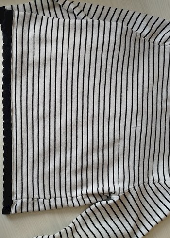 Fiyonklu Çizgili Uzun Kollu Kız Bluzu - Görsel 3