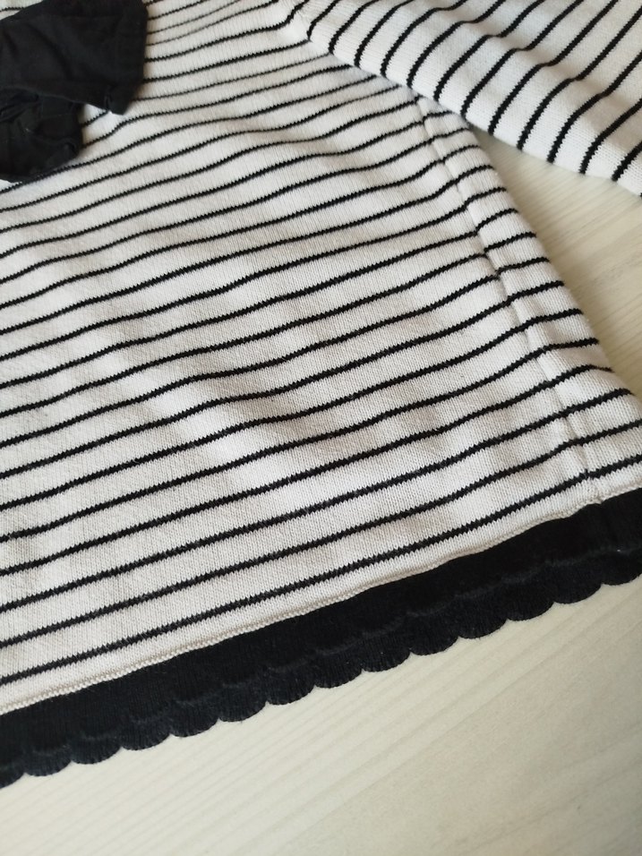 Fiyonklu Çizgili Uzun Kollu Kız Bluzu - Görsel 2