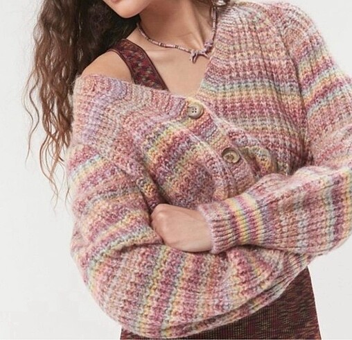 Renkli örgü hırka urban outfitters