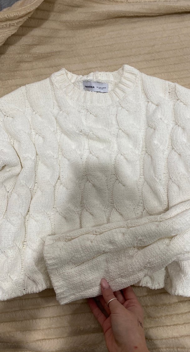 Beyaz Triko Kadın Kazak - Görsel 2